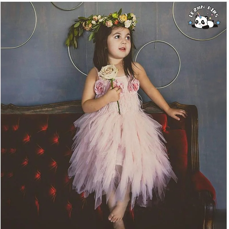 LEZONKIDS - OEM Girls Pink Sequin Dress Kids Ballet Performance Party Dress Evening Party Princess Dress for Kids